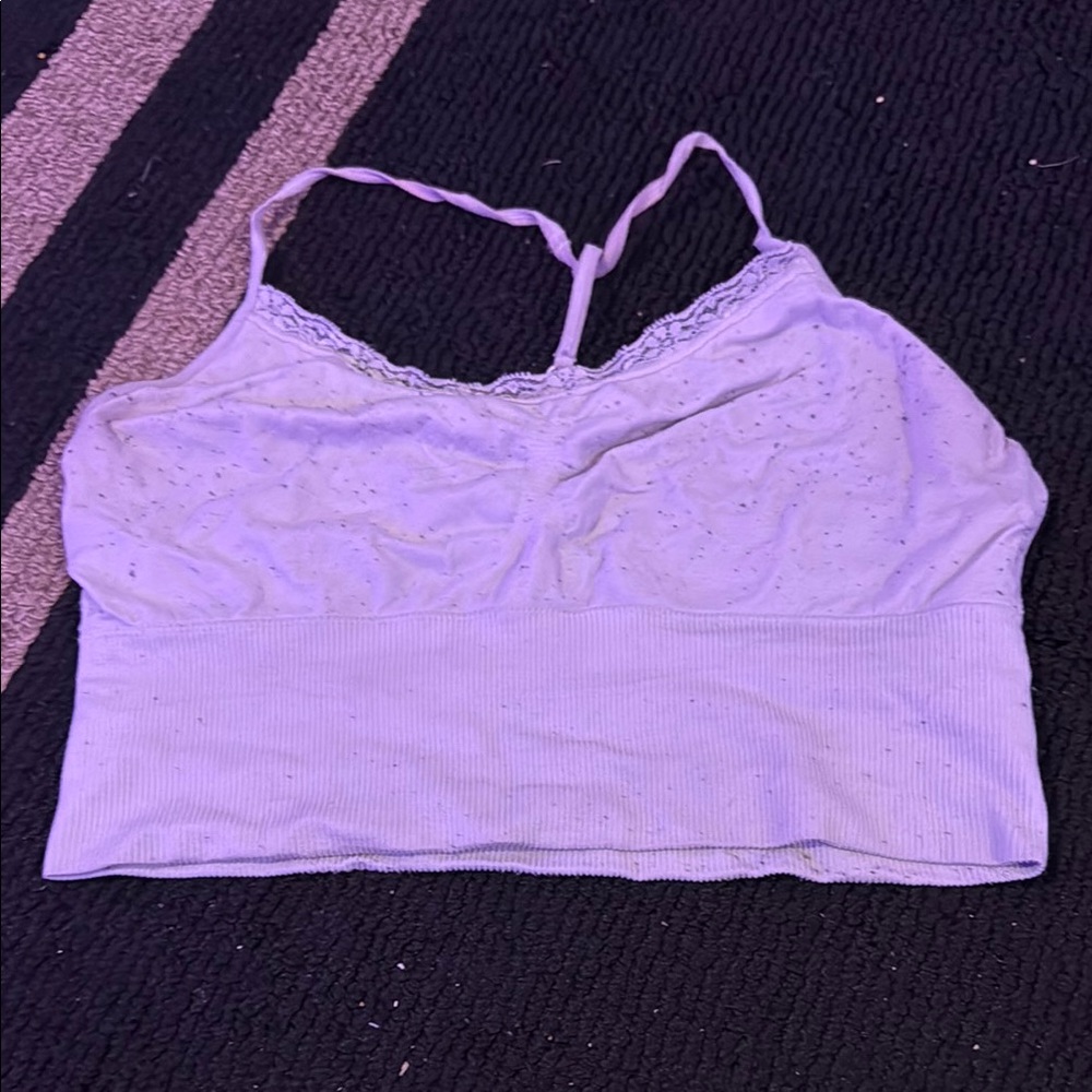 White Lace Trim Crop Top